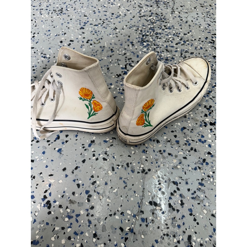 Converse Chuck Taylor All Star High Top White Sneakers Embroidered Floral - Picture 3 of 6